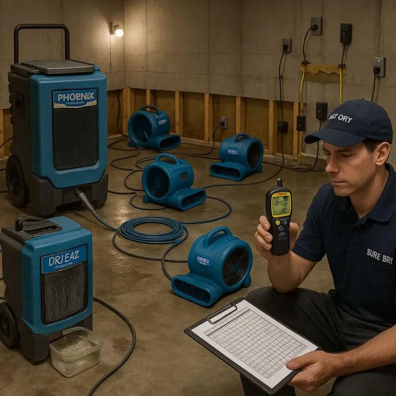 Structural Drying and Dehumidification process in Quail Creek, TX